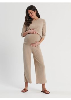 Sinsay - Spodnie kuloty MAMA - beżowy ze sklepu Sinsay w kategorii Spodnie ciążowe - zdjęcie 161211358