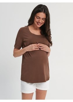 Sinsay - Koszulka bawełniana MAMA - brązowy ze sklepu Sinsay w kategorii Bluzki ciążowe - zdjęcie 161211906
