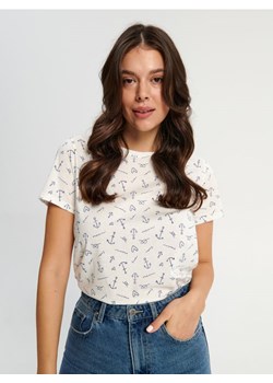 Sinsay - Koszulka z nadrukiem - kremowy ze sklepu Sinsay w kategorii Bluzki damskie - zdjęcie 161212679