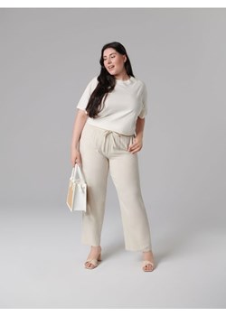 Sinsay - Spodnie z lnem - kremowy ze sklepu Sinsay w kategorii Spodnie damskie - zdjęcie 161212699