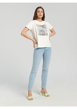 Sinsay - Koszulka z nadrukiem - kremowy ze sklepu Sinsay w kategorii Bluzki damskie - zdjęcie 161213629