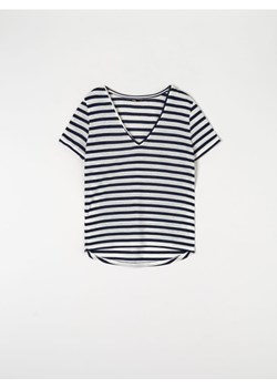Sinsay - Koszulka w paski z lnem - wielobarwny ze sklepu Sinsay w kategorii Bluzki damskie - zdjęcie 161213665