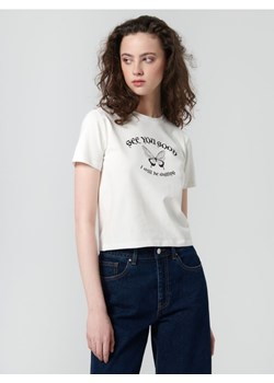 Sinsay - Koszulka z nadrukiem - kremowy ze sklepu Sinsay w kategorii Bluzki damskie - zdjęcie 161213675