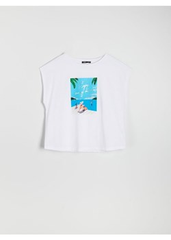 Sinsay - Koszulka z nadrukiem - biały ze sklepu Sinsay w kategorii Bluzki damskie - zdjęcie 161213719