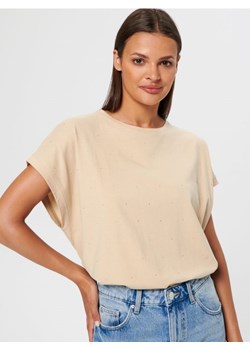 Sinsay - Koszulka bawełniana - beżowy ze sklepu Sinsay w kategorii Bluzki damskie - zdjęcie 161213825