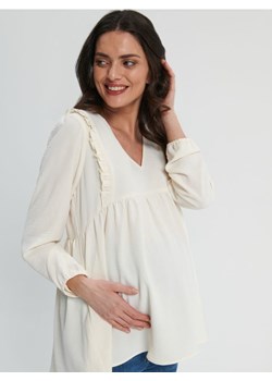 Sinsay - Bluzka z falbanami MAMA - kremowy ze sklepu Sinsay w kategorii Bluzki ciążowe - zdjęcie 161214376