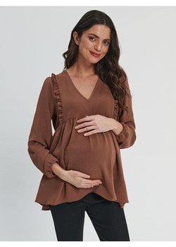 Sinsay - Bluzka z falbanami MAMA - brązowy ze sklepu Sinsay w kategorii Bluzki ciążowe - zdjęcie 161214377