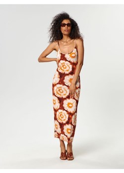 Sinsay - Sukienka midi w kwiaty - pomarańczowy ze sklepu Sinsay w kategorii Sukienki - zdjęcie 161214729