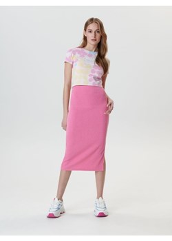 Sinsay - Spódnica midi prążkowana - różowy ze sklepu Sinsay w kategorii Spódnice - zdjęcie 161215498