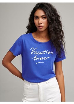 Sinsay - Koszulka z napisem - niebieski ze sklepu Sinsay w kategorii Bluzki damskie - zdjęcie 161216257