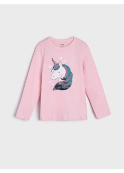 Sinsay - Koszulka z cekinami - różowy ze sklepu Sinsay w kategorii Bluzki dziewczęce - zdjęcie 161217079