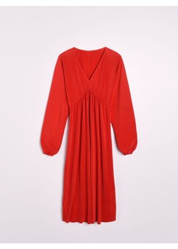 Sinsay - Sukienka midi z bufiastymi rękawami - czerwony ze sklepu Sinsay w kategorii Sukienki - zdjęcie 161217909