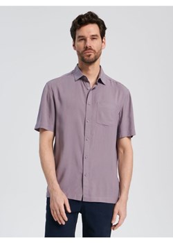 Sinsay - Koszula relaxed z krótkim rękawem - fioletowy ze sklepu Sinsay w kategorii Koszule męskie - zdjęcie 161218236
