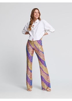 Sinsay - Spodnie cekinowe ze wzorem - wielobarwny ze sklepu Sinsay w kategorii Spodnie damskie - zdjęcie 161218269