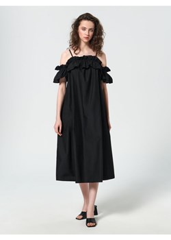 Sinsay - Sukienka midi z falbanami - czarny ze sklepu Sinsay w kategorii Sukienki - zdjęcie 161218357