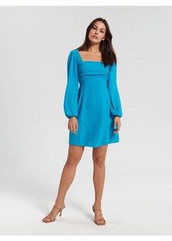 Sinsay - Sukienka mini z bufiastymi rękawami - niebieski ze sklepu Sinsay w kategorii Sukienki - zdjęcie 161218477