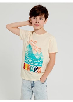 Sinsay - Koszulka z nadrukiem - kremowy ze sklepu Sinsay w kategorii T-shirty chłopięce - zdjęcie 161218575