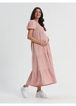 Sinsay - Sukienka maxi z marszczeniami MAMA - różowy ze sklepu Sinsay w kategorii Sukienki ciążowe - zdjęcie 161221255