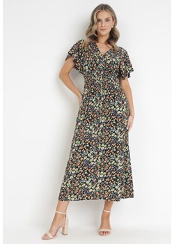 Czarna Maxi Elastyczna Sukienka z Wiskozy w Kwiatowy Print Loxanne ze sklepu Born2be Odzież w kategorii Sukienki - zdjęcie 161223315