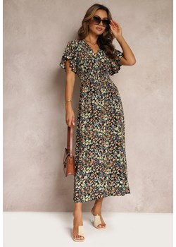 Czarna Wiskozowa Sukienka Maxi w Kwiaty Sadeline ze sklepu Renee odzież w kategorii Sukienki - zdjęcie 161223386