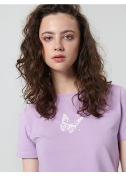 Sinsay - Koszulka z nadrukiem - fioletowy ze sklepu Sinsay w kategorii Bluzki damskie - zdjęcie 161223948