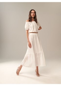 Sinsay - Spódnica midi z falbaną - biały ze sklepu Sinsay w kategorii Spódnice - zdjęcie 161224016