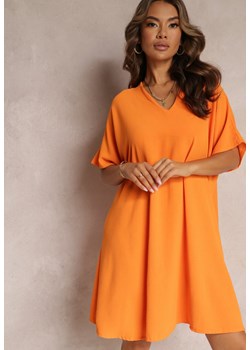 Pomarańczowa Sukienka o Kroju Nietoperza z Ozdobnym Wiązaniem na Plecach Cylean ze sklepu Renee odzież w kategorii Sukienki - zdjęcie 161230639
