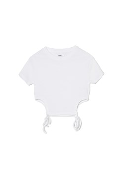 Cropp - Biała koszulka z wycięciami - biały ze sklepu Cropp w kategorii Bluzki damskie - zdjęcie 161238306