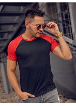 Czarno-czerwony t-shirt męski Denley 8T82A ze sklepu Denley w kategorii T-shirty męskie - zdjęcie 161239829