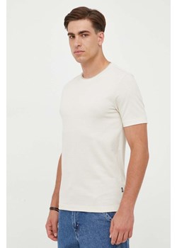 BOSS t-shirt męski kolor beżowy gładki ze sklepu ANSWEAR.com w kategorii T-shirty męskie - zdjęcie 161240647