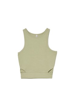 Cropp - Oliwkowy tank top damski - zielony ze sklepu Cropp w kategorii Bluzki damskie - zdjęcie 161247977