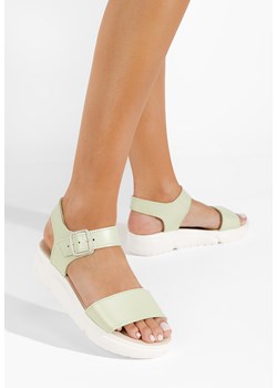 Zielone sandały damskie skórzane Tiella ze sklepu Zapatos w kategorii Sandały damskie - zdjęcie 161248837