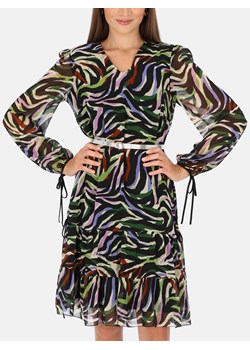 Kolorowa sukienka midi z paskiem L'AF Eda ze sklepu Eye For Fashion w kategorii Sukienki - zdjęcie 161252445