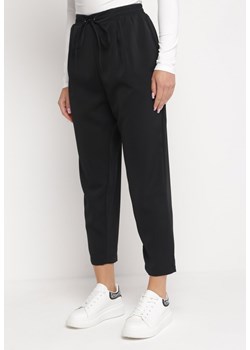 Czarne Spodnie z Gumką w Pasie Ściągane Troczkiem i z Kieszeniami Maylai ze sklepu Born2be Odzież w kategorii Spodnie damskie - zdjęcie 161253176