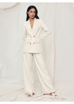 Sinsay - Spodnie z lnem - kremowy ze sklepu Sinsay w kategorii Spodnie damskie - zdjęcie 161254528
