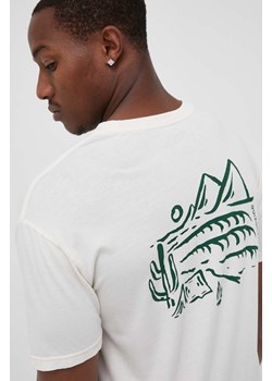 Quiksilver t-shirt bawełniany kolor beżowy z nadrukiem ze sklepu ANSWEAR.com w kategorii T-shirty męskie - zdjęcie 161263095