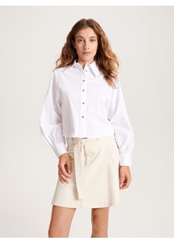 Reserved - Krótka koszula z bawełny - biały ze sklepu Reserved w kategorii Koszule damskie - zdjęcie 161266936