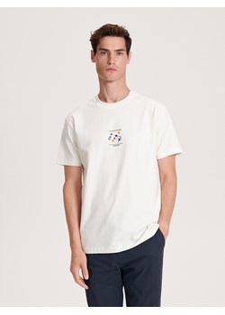Reserved - T-shirt regular z nadrukiem - złamana biel ze sklepu Reserved w kategorii T-shirty męskie - zdjęcie 161269738