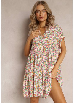 Beżowa Rozkloszowana Sukienka z Falbanką Passona ze sklepu Renee odzież w kategorii Sukienki - zdjęcie 161274335