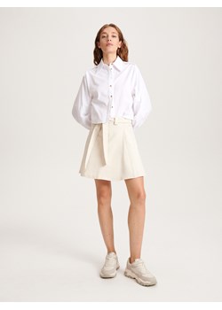 Reserved - Bawełniana spódnica mini - złamana biel ze sklepu Reserved w kategorii Spódnice - zdjęcie 161275286