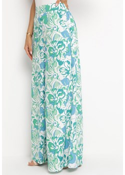 Zielone Szerokie Długie Spodnie z Gumką w Pasie i Kieszeniami Emilin ze sklepu Born2be Odzież w kategorii Spodnie damskie - zdjęcie 161280888