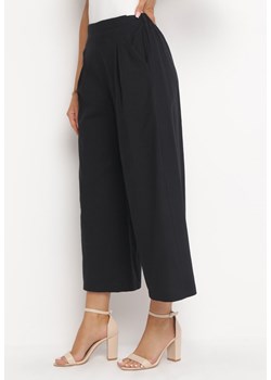 Czarne Szerokie Spodnie Bawełniane Camprell ze sklepu Born2be Odzież w kategorii Spodnie damskie - zdjęcie 161280908