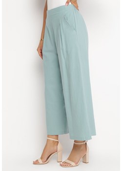 Zielone Szerokie Spodnie Bawełniane Camprell ze sklepu Born2be Odzież w kategorii Spodnie damskie - zdjęcie 161280918