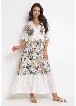 Biała Rozkloszowana Sukienka Maxi z Falbankami Odenna ze sklepu Born2be Odzież w kategorii Sukienki - zdjęcie 161281048
