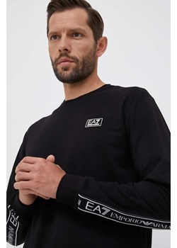 EA7 Emporio Armani bluza bawełniana męska kolor czarny z aplikacją ze sklepu ANSWEAR.com w kategorii Bluzy męskie - zdjęcie 161289459