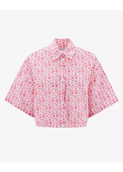 Moncler Różowa koszula crop top z monogramem L8 ze sklepu Moliera2.com w kategorii Koszule damskie - zdjęcie 161301099