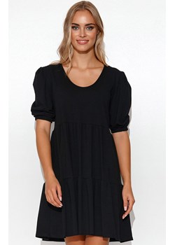 Krótka sukienka z bufkami czarna M781, Kolor czarny, Rozmiar 36/38, Makadamia ze sklepu Primodo w kategorii Sukienki - zdjęcie 161307216