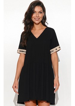 Bawełniana sukienka mini czarna rozkloszowana NU443, Kolor czarny, Rozmiar 40/42, NUMINOU ze sklepu Primodo w kategorii Sukienki - zdjęcie 161307329