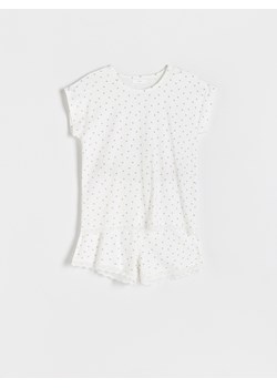 Reserved - Dwuczęściowa piżama z koronką - kremowy ze sklepu Reserved w kategorii Piżamy damskie - zdjęcie 161312396