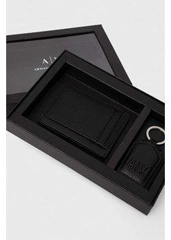 Armani Exchange etui na karty skórzane i brelok kolor czarny 958510 3F892 ze sklepu ANSWEAR.com w kategorii Portfele męskie - zdjęcie 161316548